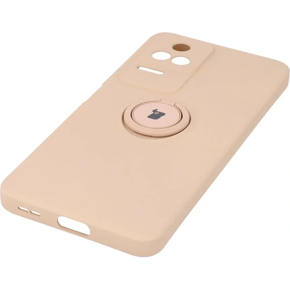 Etui Bizon Case Silicone Ring Sq do Xiaomi Poco F4 jasnoróżowe