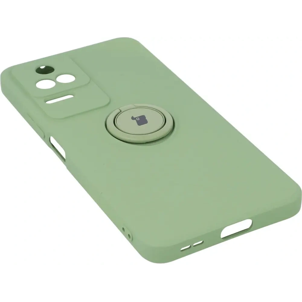 Etui Bizon Case Silicone Ring Sq do Xiaomi Poco F4 jasnozielone