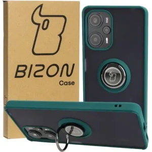 Buy Bizon Case Hybrid Ring Xiaomi Poco F5 smoky with a dark green frame - BIZ2098 - {ean13} - Home Screen Store Europe