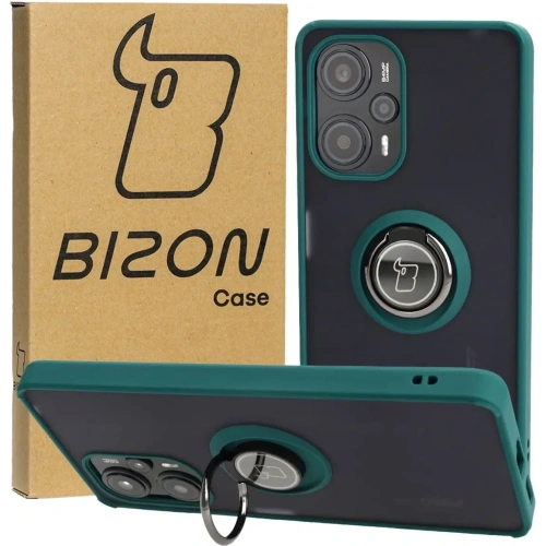 Kup Bizon Case Hybrid Ring Xiaomi Poco F5 fumuriu cu un cadru verde închis - BIZ2098 - {ean13} - Sklep Home Screen