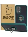 Etui s úchytem na prst Bizon Case Hybrid Ring pro Xiaomi Poco F5 kouřové s tmavozeleným rámečkem