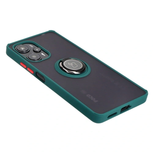 Buy Bizon Case Hybrid Ring Xiaomi Poco F5 smoky with a dark green frame - BIZ2098 - {ean13} - Home Screen Store Europe