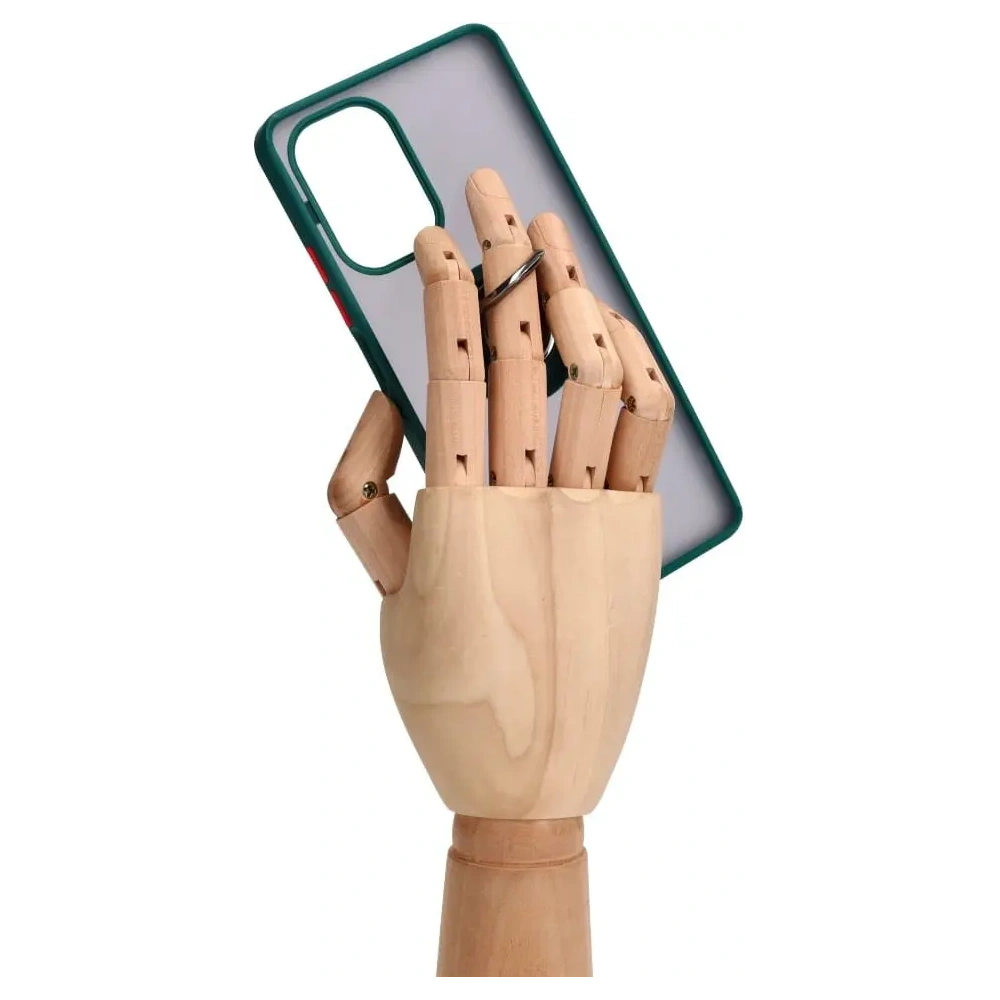 Etui z uchwytem na palec Bizon Case Hybrid Ring do Xiaomi Poco F5 przydymione z ciemnozieloną ramką