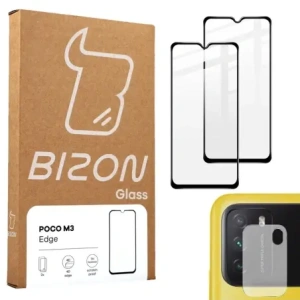 Buy Bizon Glass Edge tempered glass - [2 PACK] + lens protection Xiaomi Poco M3 black - BIZ2119 - {ean13} - Home Screen Store Europe