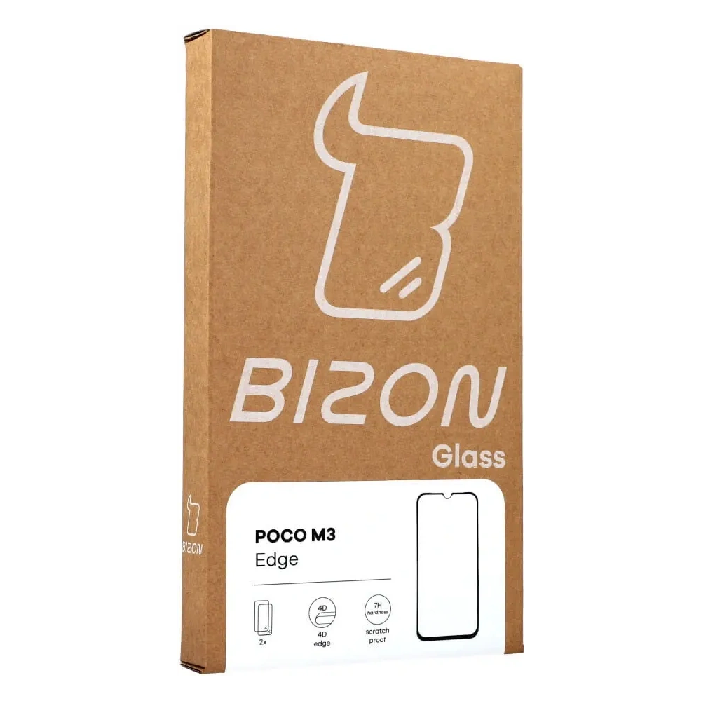 Szkło hartowane Bizon Glass Edge - [2 PACK] + ochrona na obiektyw Xiaomi Poco M3 czarne
