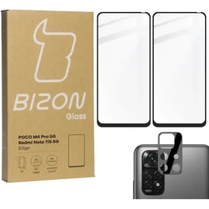 Kup Bizon Glass Edge sticlă temperată - [2 PACK] + protecție pentru lentile Poco M4 Pro 5G / Redmi Note 11S 5G negru - BIZ2126 - {ean13} - Sklep Home Screen