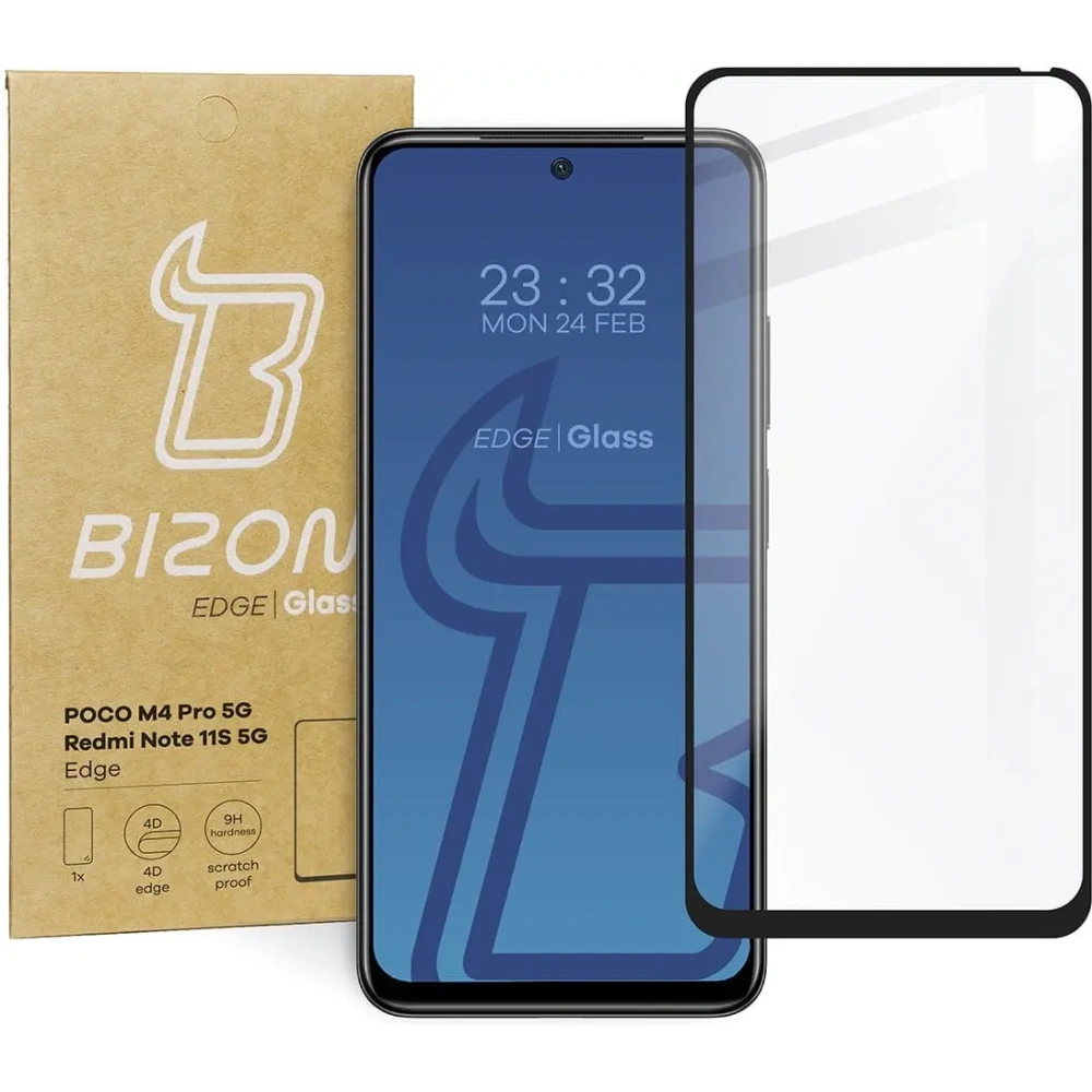 Szkło hartowane Bizon Glass Edge do Poco M4 Pro 5G / Redmi Note 11S 5G czarne