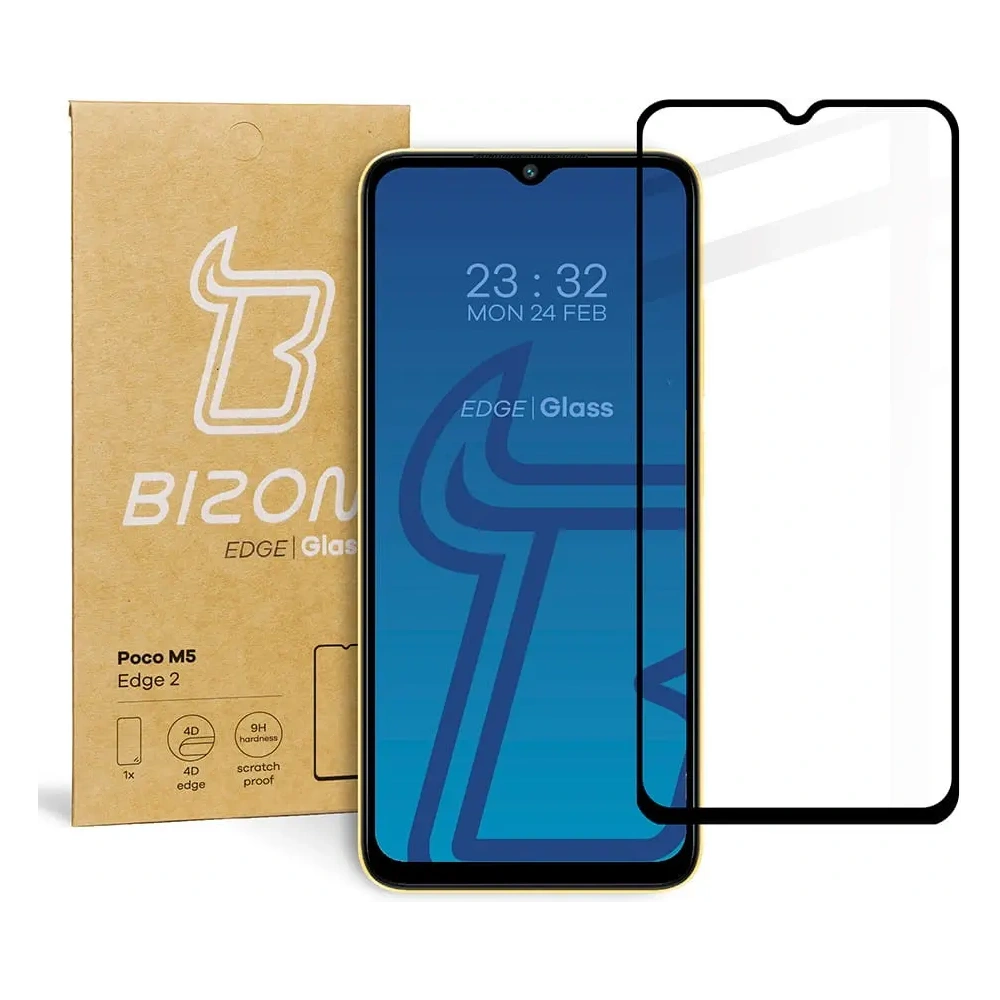 Szkło hartowane Bizon Glass Edge 2 do Poco M5 czarne