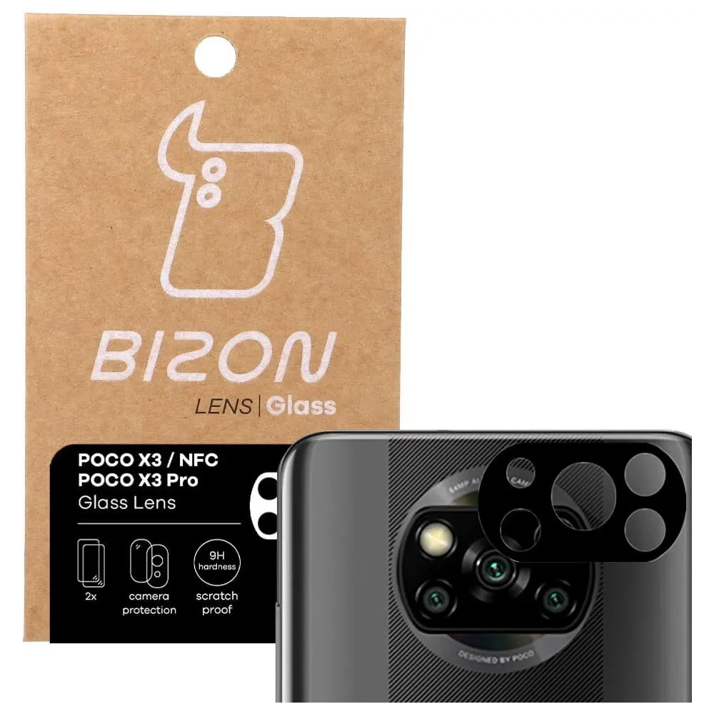 Szkło na aparat Bizon Glass Lens do Xiaomi Poco X3 / NFC / Pro [2 PACK]