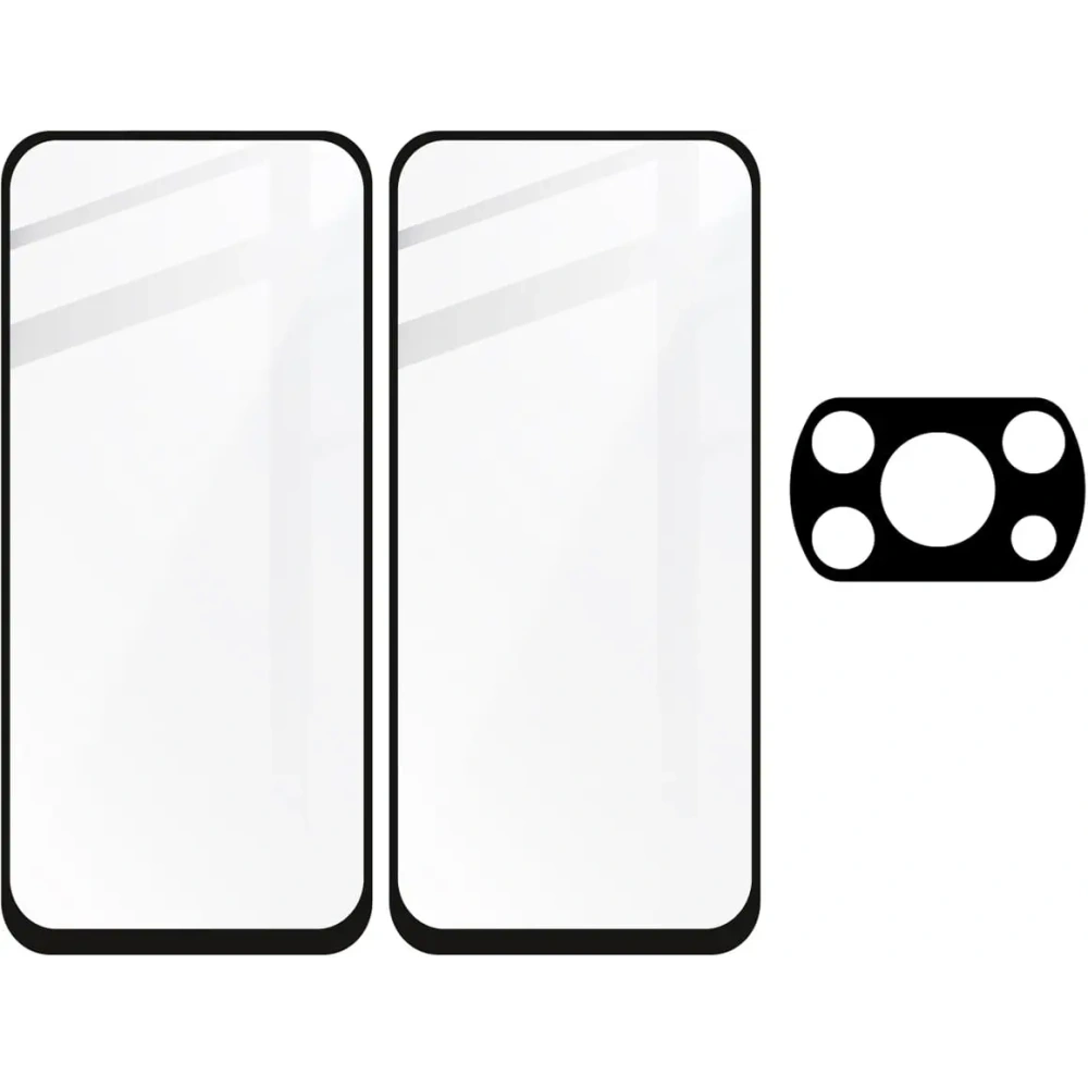 Szkło hartowane Bizon Glass Edge - [2 PACK] + ochrona na obiektyw Xiaomi Poco X3 / NFC / PRO czarne