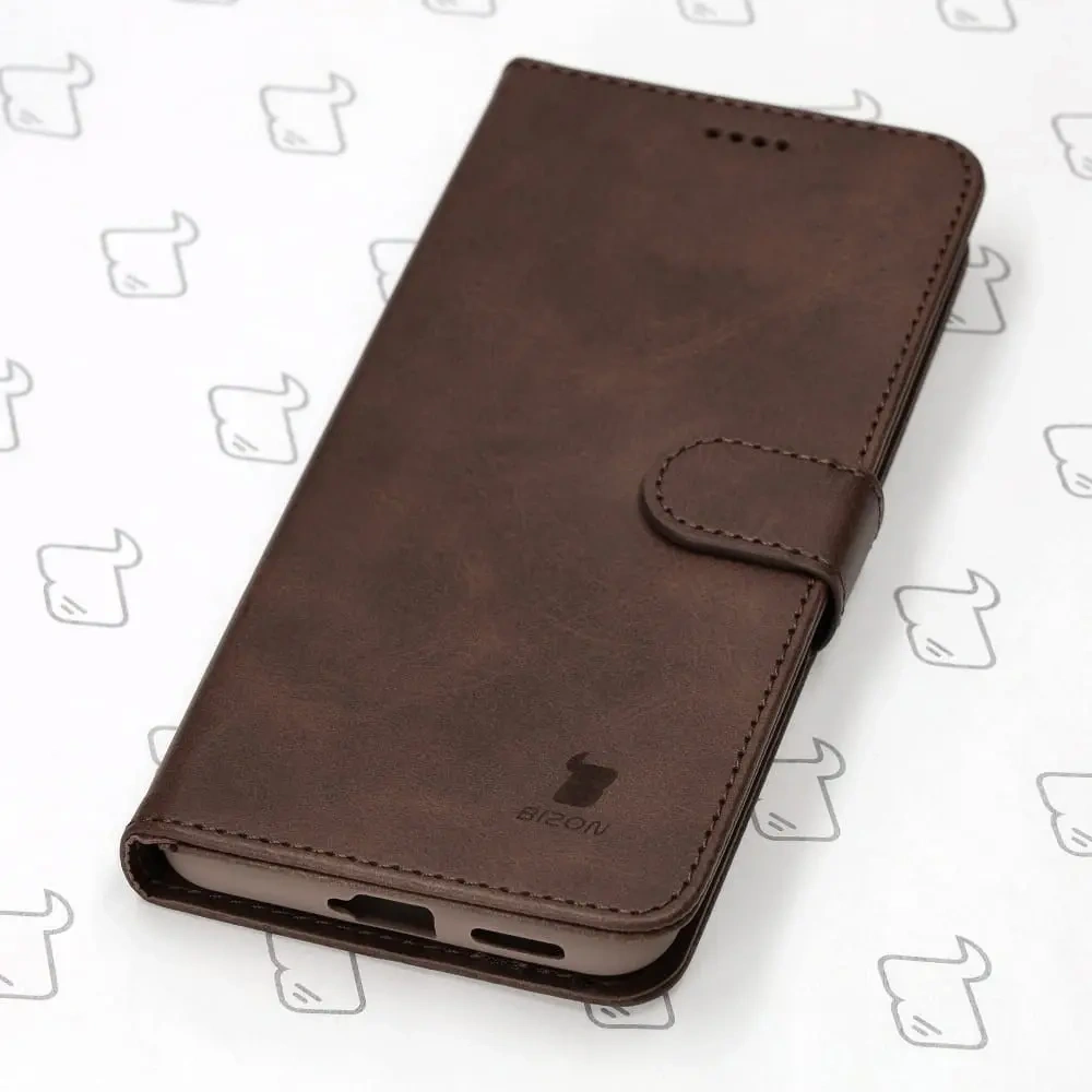 Etui Bizon Case Wallet do Xiaomi Poco X4 GT ciemnobrązowe