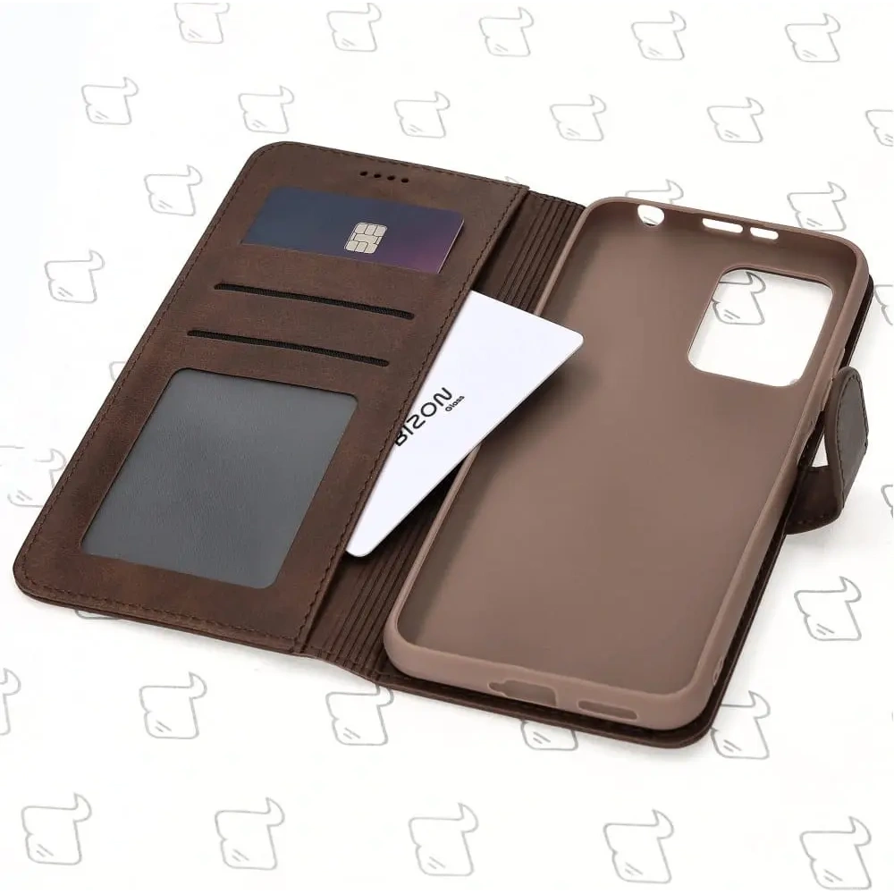 Etui Bizon Case Wallet do Xiaomi Poco X4 GT ciemnobrązowe