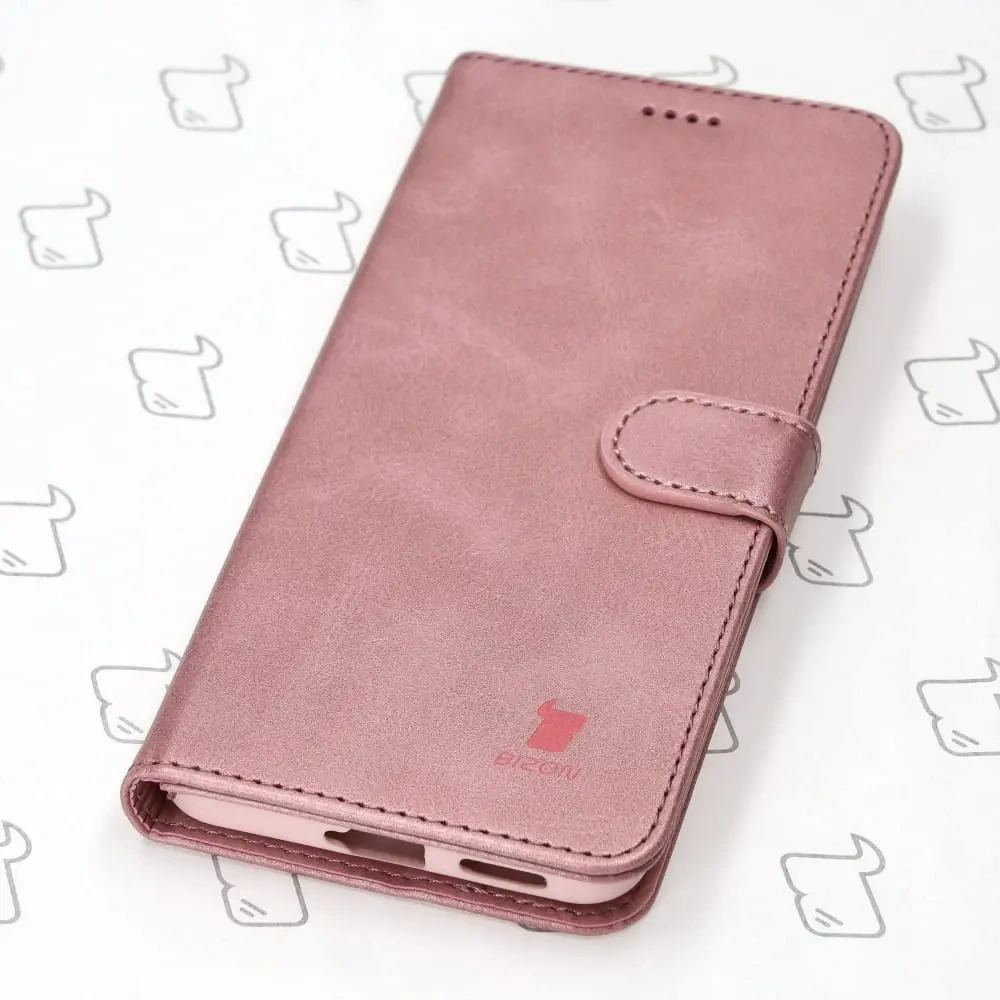 Etui Bizon Case Wallet do Xiaomi Poco X4 GT jasnoróżowe