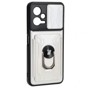 Etui Bizon Case Camshield Card Slot Ring do Xiaomi POCO X5 białe Etui Bizon Case Camshield Card Slot Ring do Xiaomi POCO X5 białe