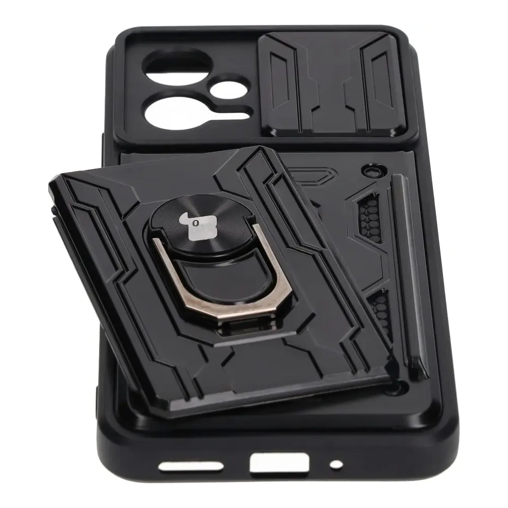 Etui Bizon Case Camshield Card Slot Ring do Xiaomi POCO X5 czarne
