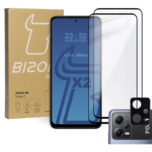 Kup 2x Sticlă pentru ecran + sticlă pentru cameră BIZON Edge 2 pentru Poco X5 - BIZ2171 - {ean13} - Sklep Home Screen