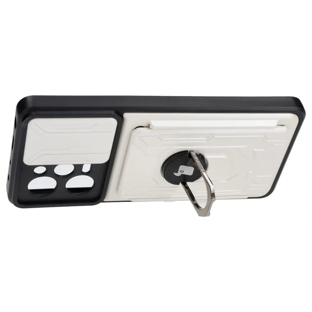 Etui Bizon Case Camshield Card Slot Ring do Xiaomi POCO X5 Pro białe