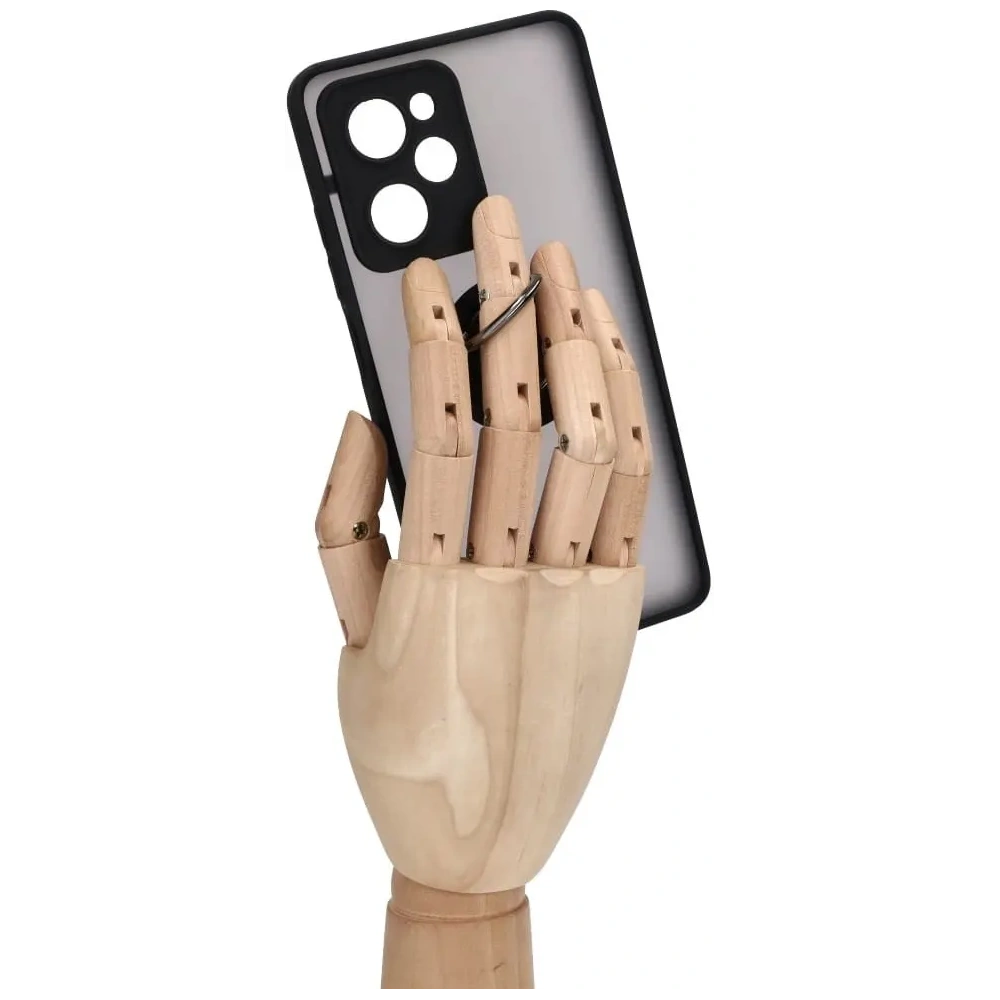 Etui z uchwytem na palec Bizon Case Hybrid Ring do Xiaomi Poco X5 Pro przydymione z czarną ramką