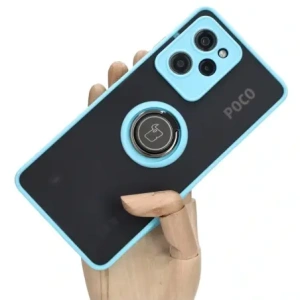 Buy Bizon Case Hybrid Ring Xiaomi Poco X5 Pro smoky with a light blue frame - BIZ2177 - {ean13} - Home Screen Store Europe