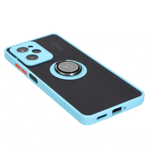 Buy Bizon Case Hybrid Ring Xiaomi Poco X5 Pro smoky with a light blue frame - BIZ2177 - {ean13} - Home Screen Store Europe