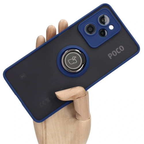 Kup Bizon Case Hybrid Ring Xiaomi Poco X5 Pro fumuriu cu un cadru albastru marin - BIZ2178 - {ean13} - Sklep Home Screen