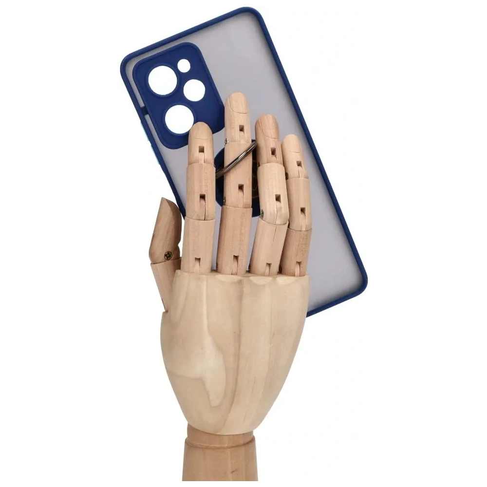 Etui z uchwytem na palec Bizon Case Hybrid Ring do Xiaomi Poco X5 Pro przydymione z granatową ramką