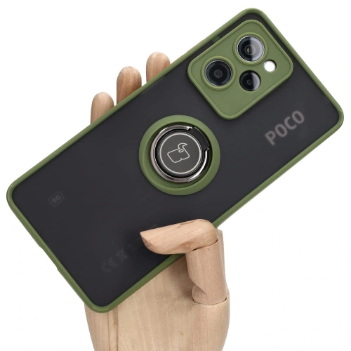 Buy Bizon Case Hybrid Ring Xiaomi Poco X5 Pro smoky with a green frame - BIZ2179 - {ean13} - Home Screen Store Europe