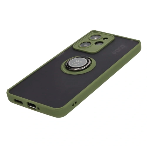 Buy Bizon Case Hybrid Ring Xiaomi Poco X5 Pro smoky with a green frame - BIZ2179 - {ean13} - Home Screen Store Europe
