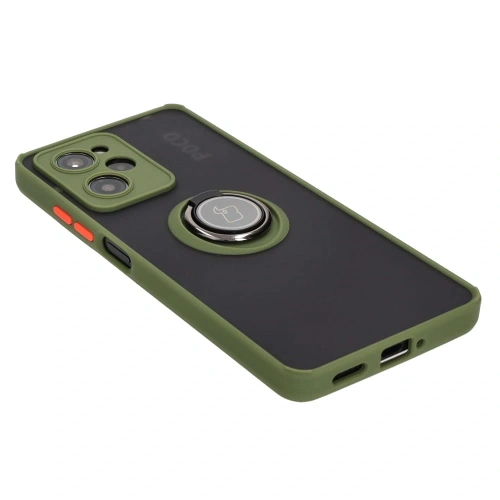 Kup Etui z uchwytem na palec Bizon Case Hybrid Ring do Xiaomi Poco X5 Pro przydymione z zieloną ramką - BIZ2179 - {ean13} - Sklep Home Screen