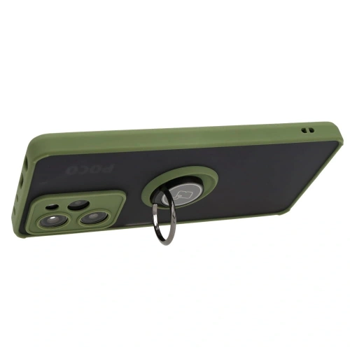 Buy Bizon Case Hybrid Ring Xiaomi Poco X5 Pro smoky with a green frame - BIZ2179 - {ean13} - Home Screen Store Europe