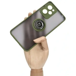 Bizon Case Hybrid Ring Xiaomi Poco X5 Pro smoky with a green frame