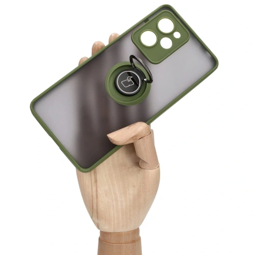 Buy Bizon Case Hybrid Ring Xiaomi Poco X5 Pro smoky with a green frame - BIZ2179 - {ean13} - Home Screen Store Europe