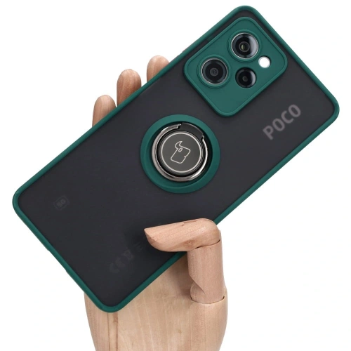 Kup Bizon Case Hybrid Ring Xiaomi Poco X5 Pro rauchig mit einem dunkelgrünen Rahmen - BIZ2180 - {ean13} - Sklep Home Screen