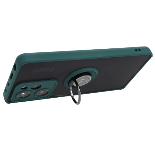 Kup Etui s úchytem na prst Bizon Case Hybrid Ring do Xiaomi Poco X5 Pro kouřové s tmavě zeleným rámečkem - BIZ2180 - {ean13} - Sklep Home Screen