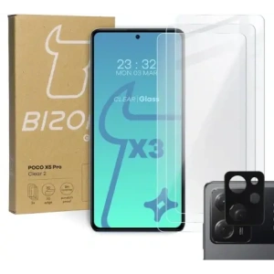 Buy 3x Glass for the screen + glass for the camera BIZON Clear 2 for Poco X5 Pro - BIZ2181 - {ean13} - Home Screen Store Europe