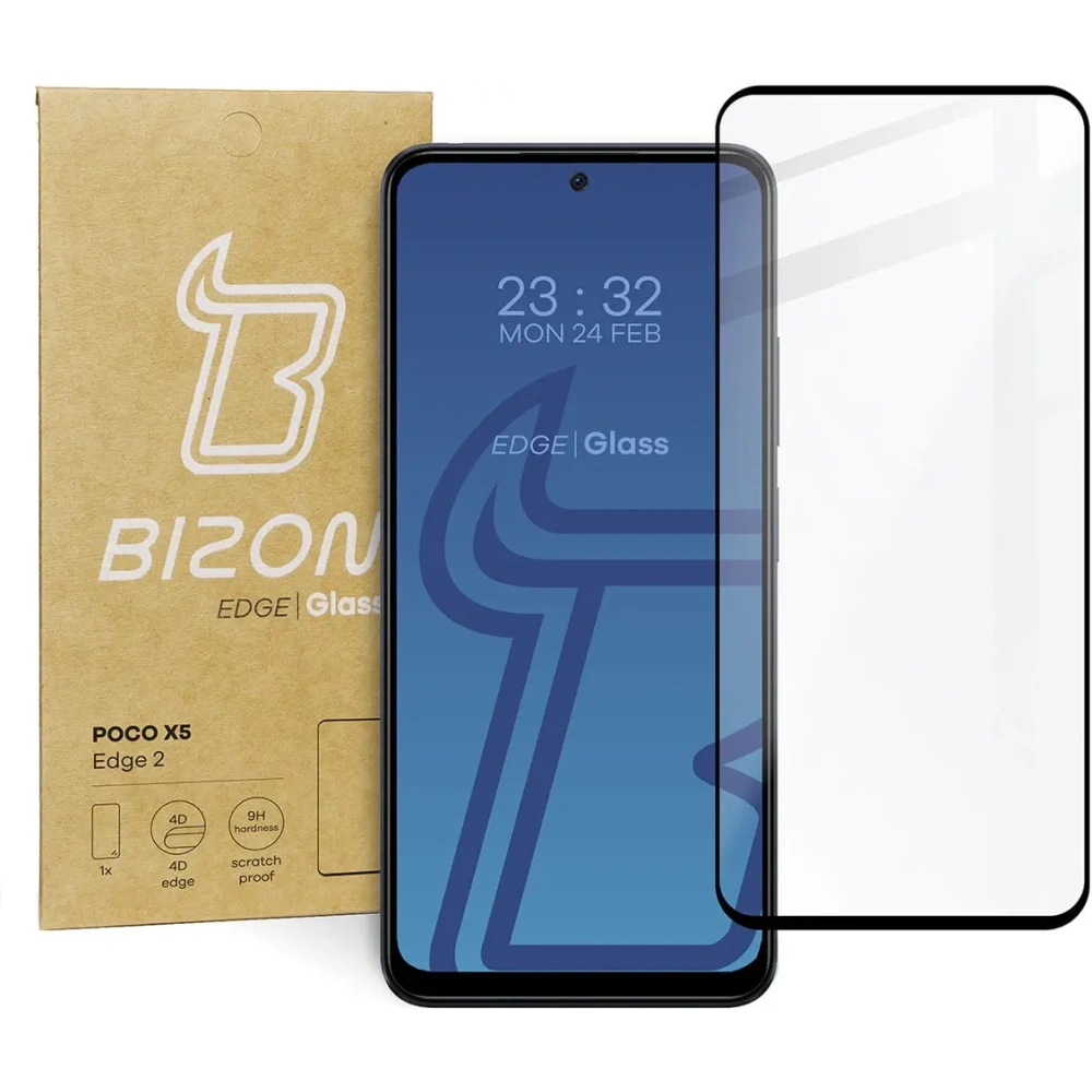 Szkło hartowane Bizon Glass Edge 2 do Xiaomi Poco X5 Redmi Note 12 4G/5G czarne