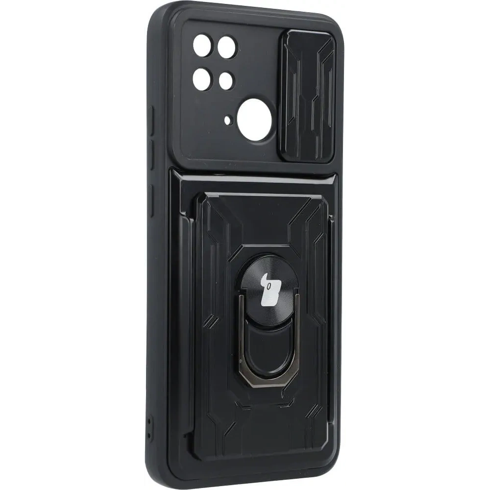 Etui Bizon Case Camshield Card Slot Ring do Xiaomi Redmi 10C czarne