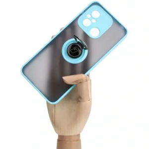 Kup Etui z uchwytem na palec Bizon Case Hybrid Ring do Xiaomi Redmi 12C przydymione z jasnoniebieską ramką - BIZ2206 - {ean13} - Sklep Home Screen