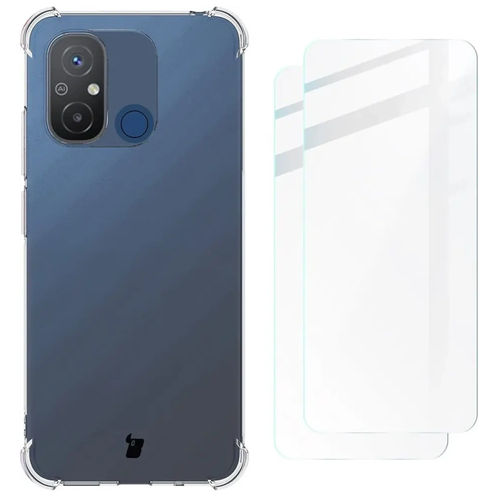 Etui + 2x szkło na ekran Bizon Case Clear Pack do Xiaomi Redmi 12C przezroczyste