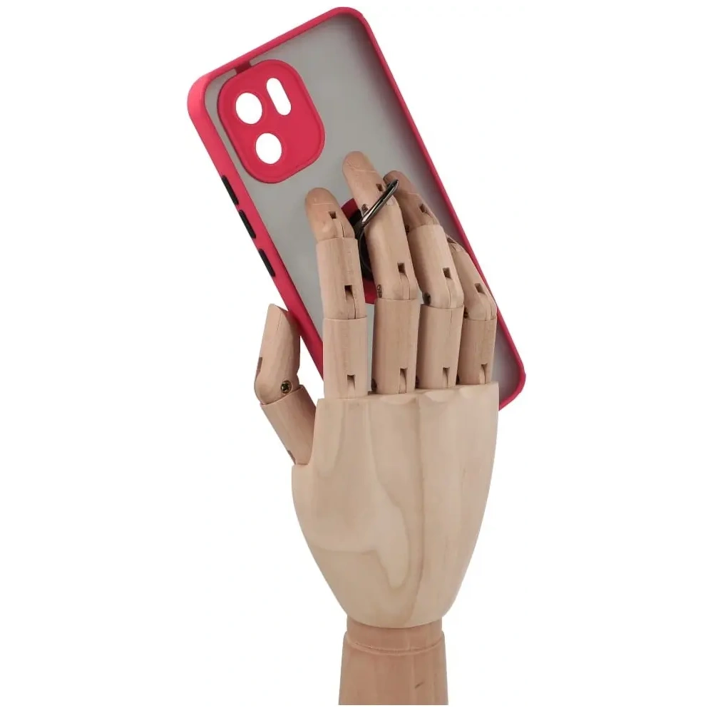 Etui z uchwytem na palec Bizon Case Hybrid Ring do Xiaomi Redmi A1 przydymione z czerwoną ramką