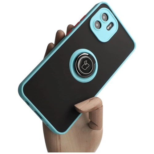 Kup Etui z uchwytem na palec Bizon Case Hybrid Ring do Xiaomi Redmi A1 przydymione z jasnoniebieską ramką - BIZ2240 - {ean13} - Sklep Home Screen