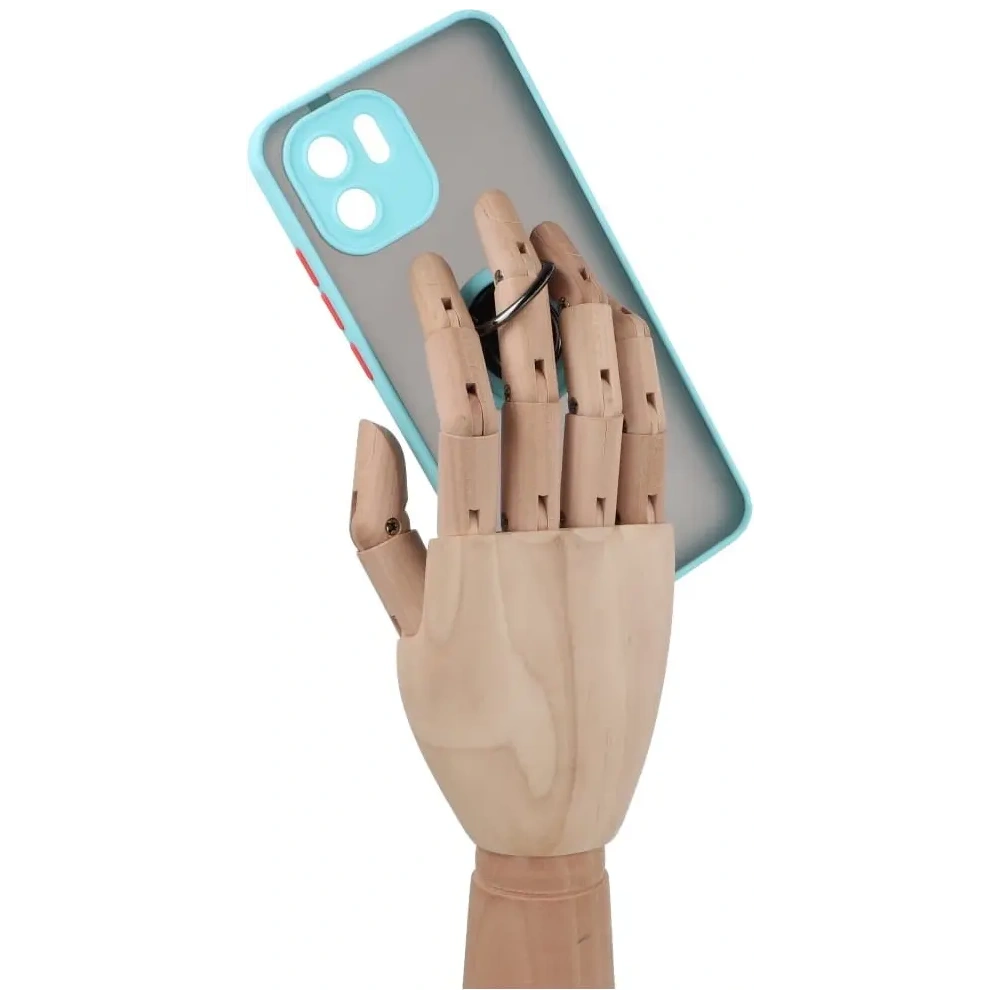 Etui z uchwytem na palec Bizon Case Hybrid Ring do Xiaomi Redmi A1 przydymione z jasnoniebieską ramką