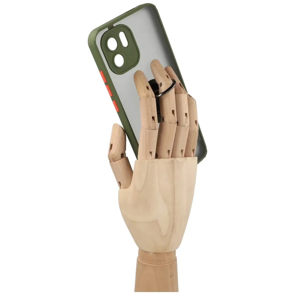 Etui z uchwytem na palec Bizon Case Hybrid Ring do Xiaomi Redmi A1 przydymione z zieloną ramką