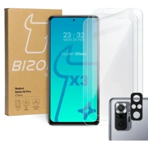 Kup Bizon Sticlă Clară din sticlă întărită - 3 buc. + sticlă de lentilă pentru Redmi Note 10 Pro - BIZ2250 - {ean13} - Sklep Home Screen