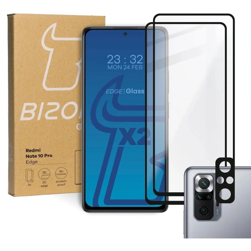 Kup Tvrzené sklo Bizon Glass Edge - [2 PACK] + ochrana na objektiv Redmi Note 10 Pro černé - BIZ2251 - {ean13} - Sklep Home Screen