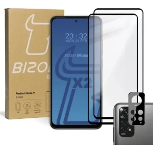 Kup Bizon Glass Edge edzett üveg - [2 PACK] + lencsevédő Redmi Note 11 fekete - BIZ2257 - {ean13} - Sklep Home Screen