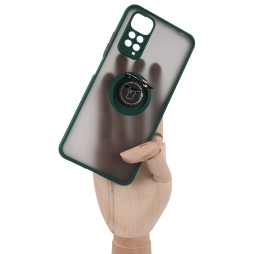 Buy Bizon Case Hybrid Ring Xiaomi Redmi Note 11 / 11S 4G smoky with a dark green frame - BIZ2276 - {ean13} - Home Screen Store Europe