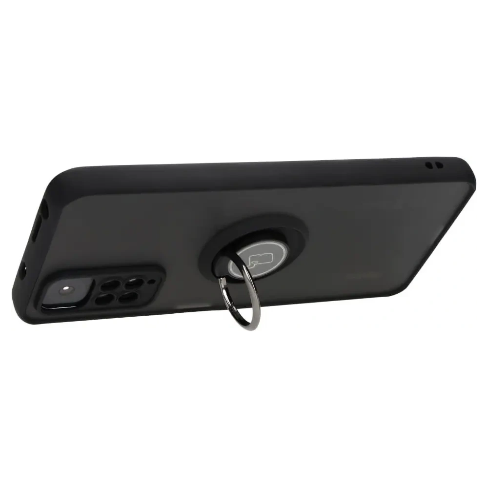 Etui z uchwytem na palec Bizon Case Hybrid Ring do Xiaomi Redmi Note 11 / 11S 4G przydymione z czarną ramką