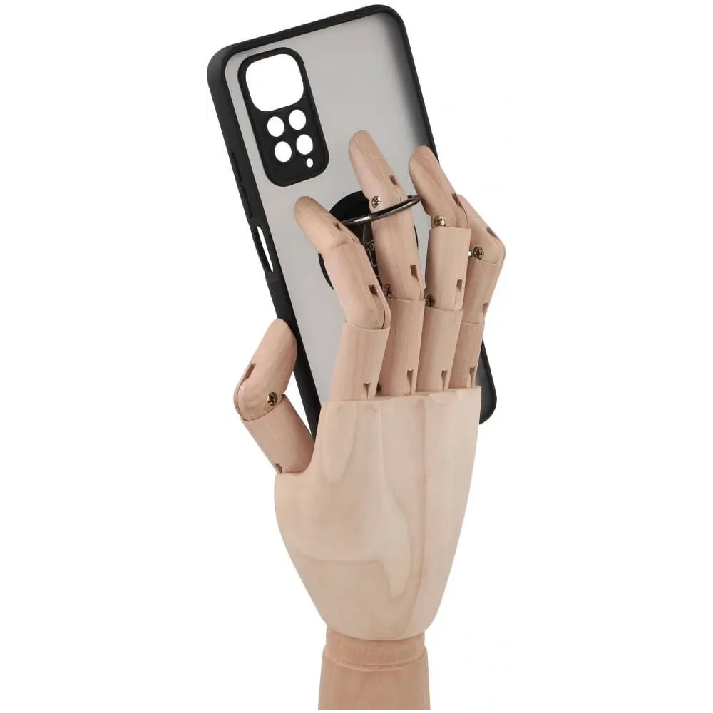 Etui z uchwytem na palec Bizon Case Hybrid Ring do Xiaomi Redmi Note 11 / 11S 4G przydymione z czarną ramką