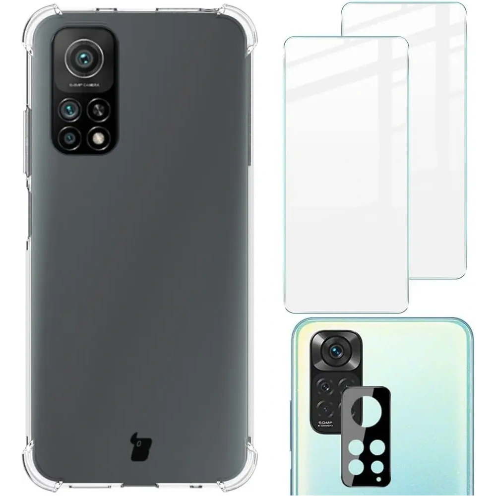 Etui + 2x szkło na ekran + obiektyw Bizon Case Clear Pack Xiaomi do Redmi Note 11S 4G przezroczyste